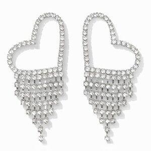 ⚜️ Elegant Silver Heart Dangle Earrings